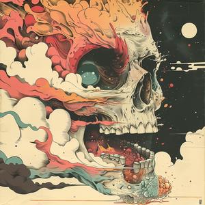 poster  skull  clouds  surreal  chaos  symbolist  art  disintegration  design  style 1078288