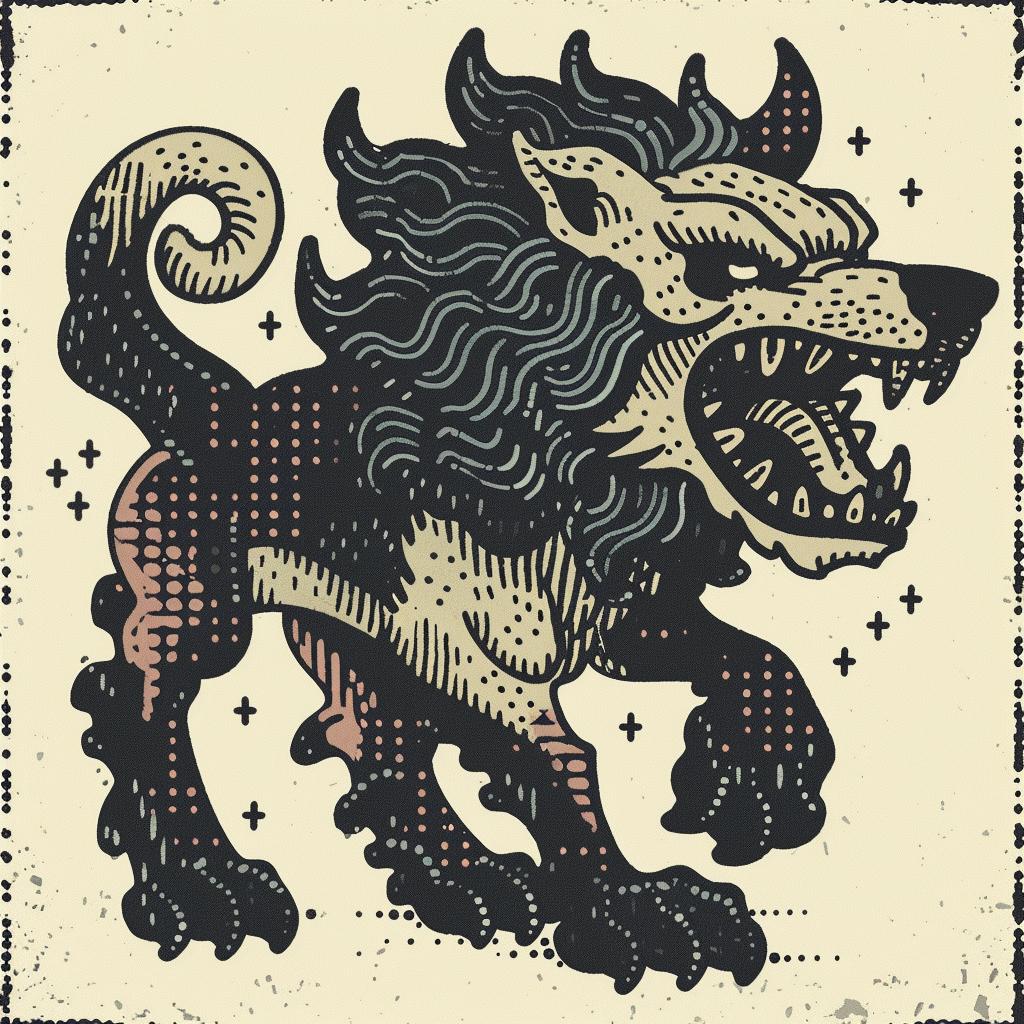 mythical  creature  wolf  illustration  fantasy  hybrid  colorful  unique  large  tail 934687