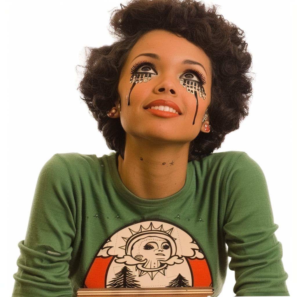 popart  model  african-american  sweater  dripping  makeup  white  background  illustration  style 934852