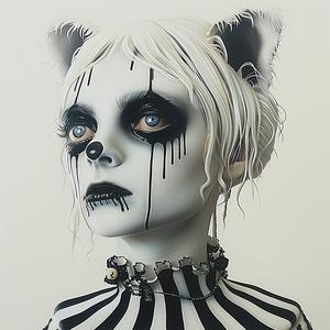 امرأة، مكياج أبيض وأسود، وجه قطة، تصميم فني، تعبير، صور خيالية 1073362