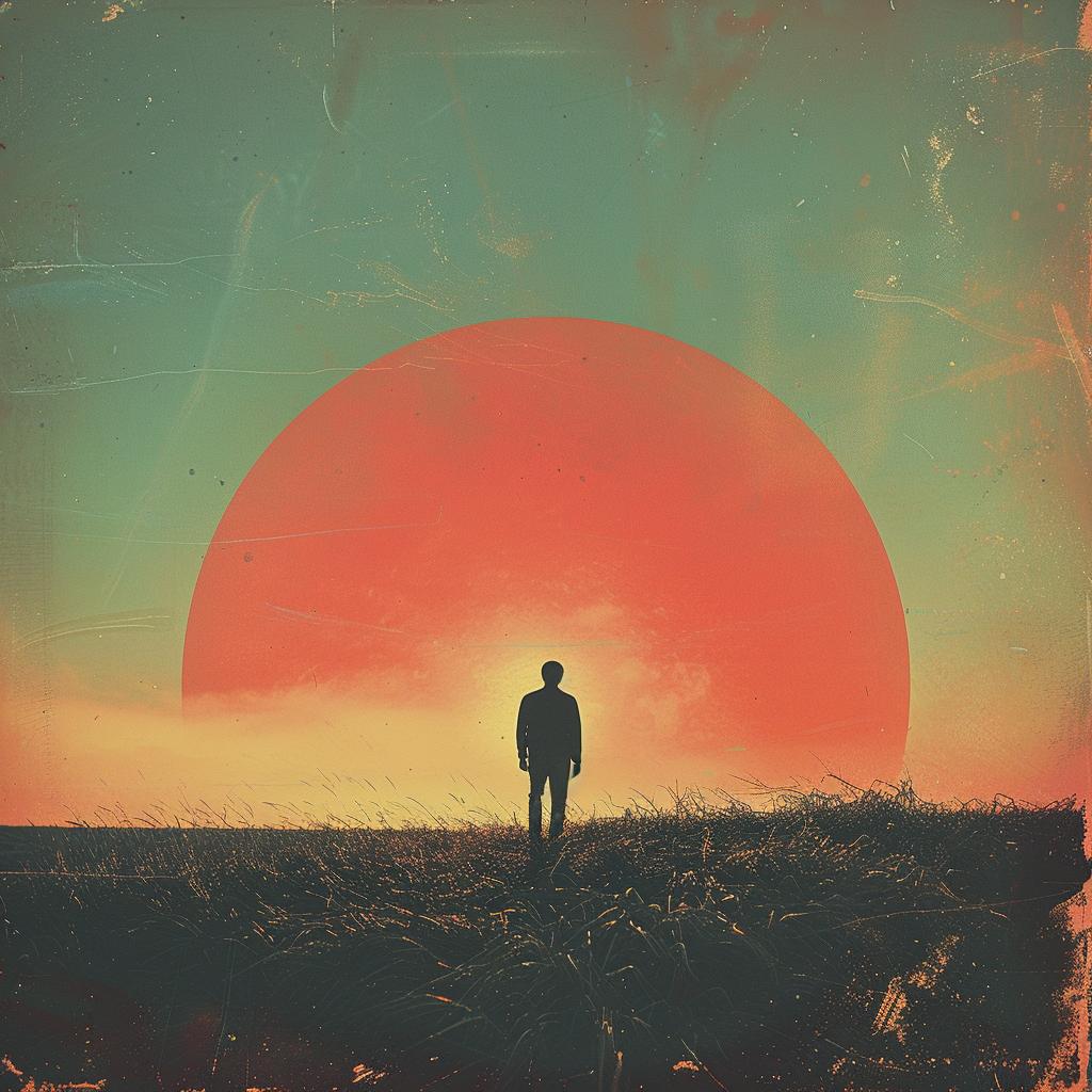 Tycho  album  red  sun  man  silhouette  dramatic  landscape  colorful  solar 1026938