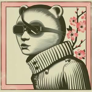 poster  bear  sunglasses  surreal  album  cover  Risograph  symbolist  screenprinting 1077696