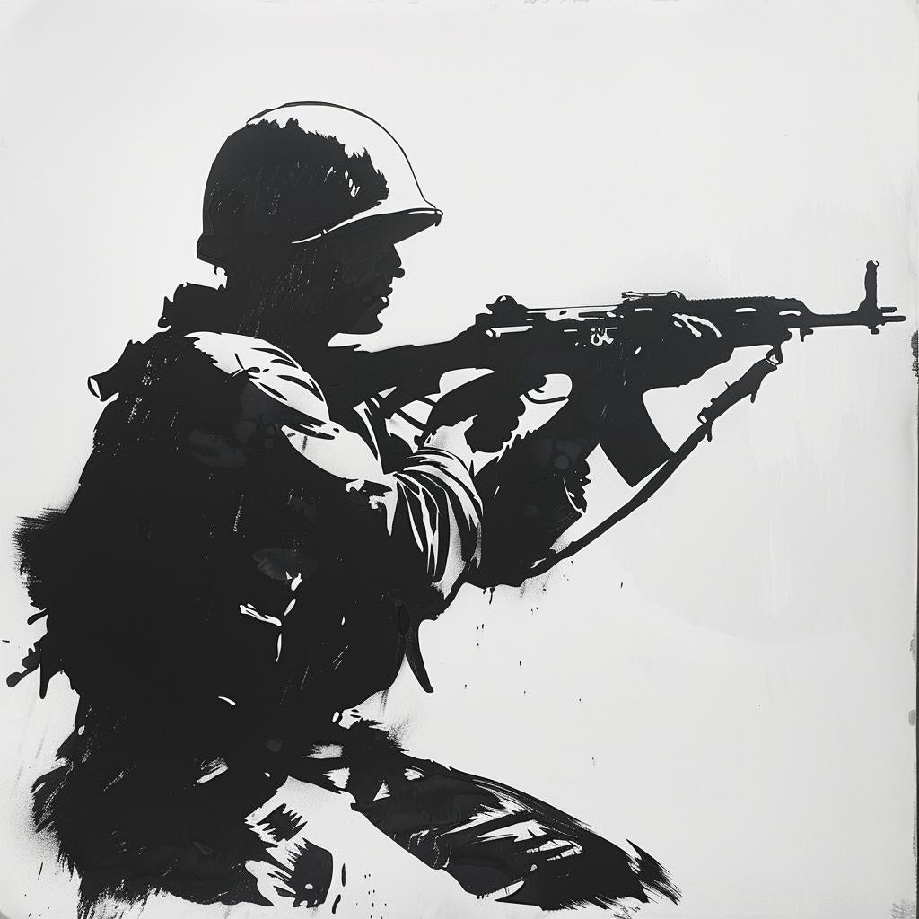 soldier  Vietnam  silhouette  linocut  tattoo  black  white  vintage  icon  bold 952021