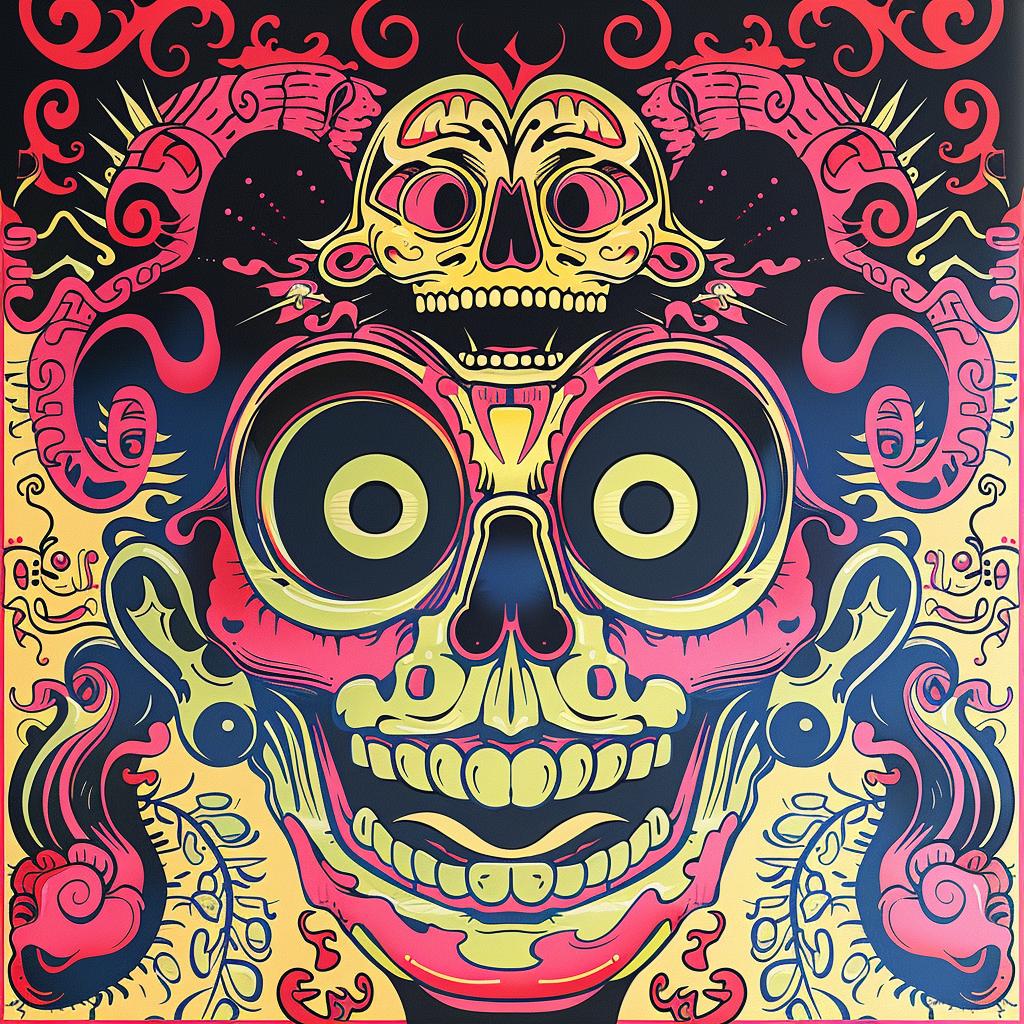 colorful  poster  skull  snake  neon  vibrant  graphic  design  bold  art 1021779