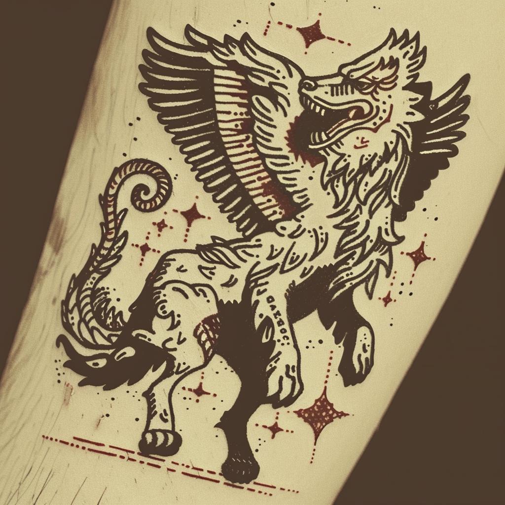 tattoo  mythical  creature  lion  winged  Dr. Seuss  dark  arts  spiritual  naturalistic 932691