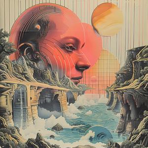 غلاف ألبوم CREATIVE SURREAL من Mitsumasa Anno Risograph، طباعة شاشة رمزية فائقة الواقعية، منظر طبيعي 1036951