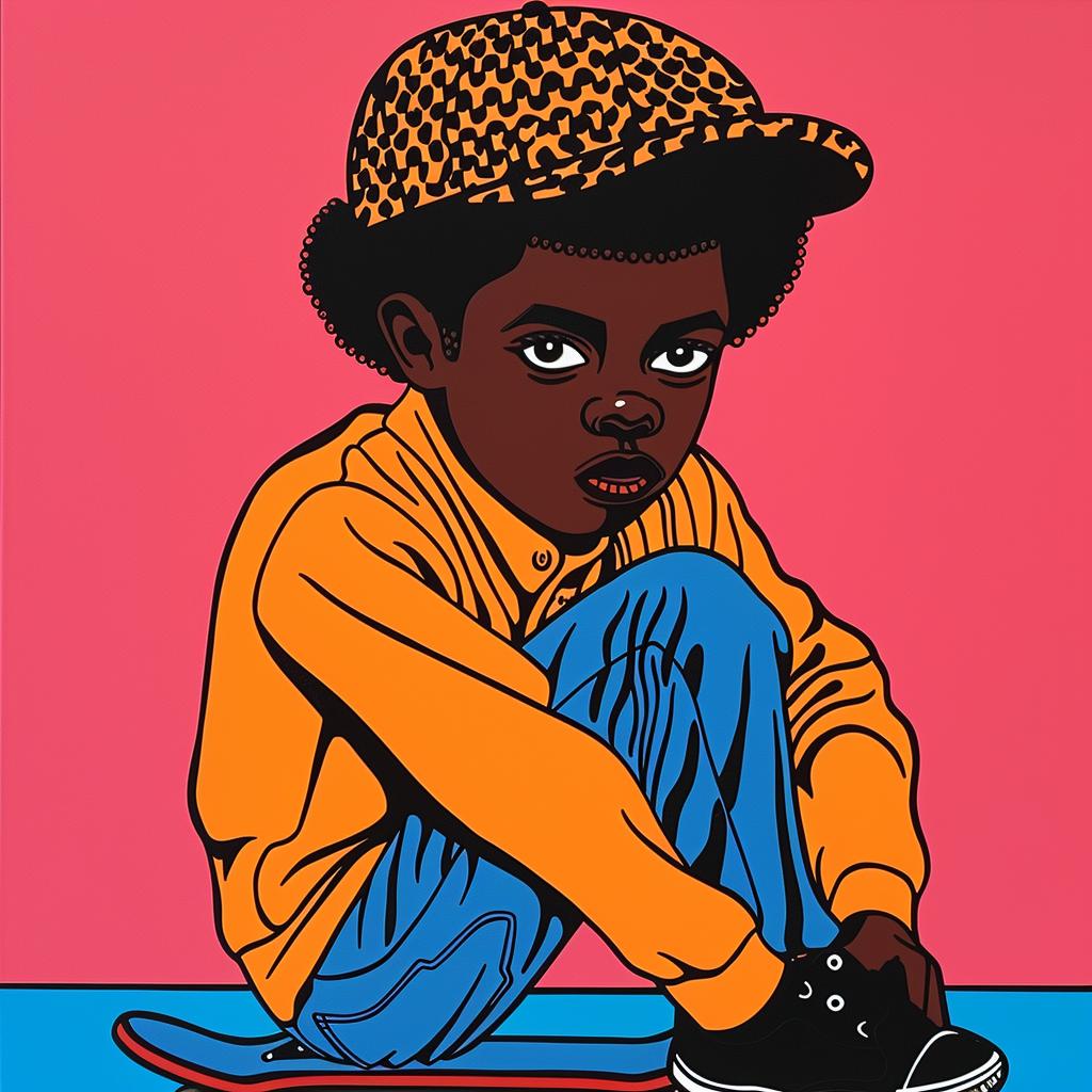 skater  boy  African  American  skateboard  brown  skin  portrait  art  stylized 973590