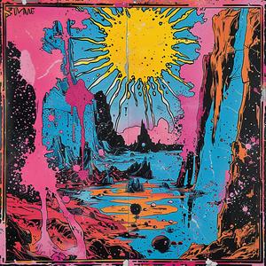album  cover  sun  river  surreal  creative  Risograph  symbolist  colorful  landscape 1078046