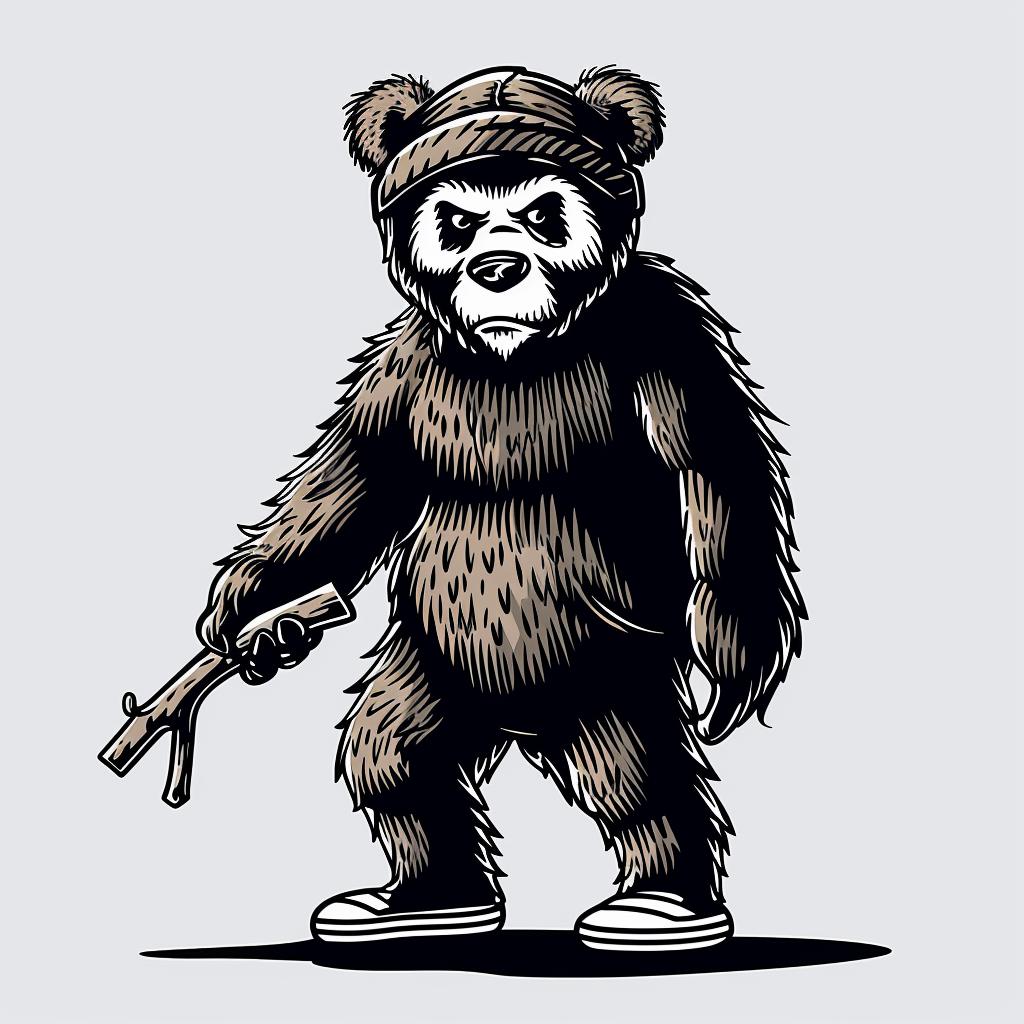 panda  bear  gun  cartoon  humorous  illustration  animal  vector  playful  whimsical 939928