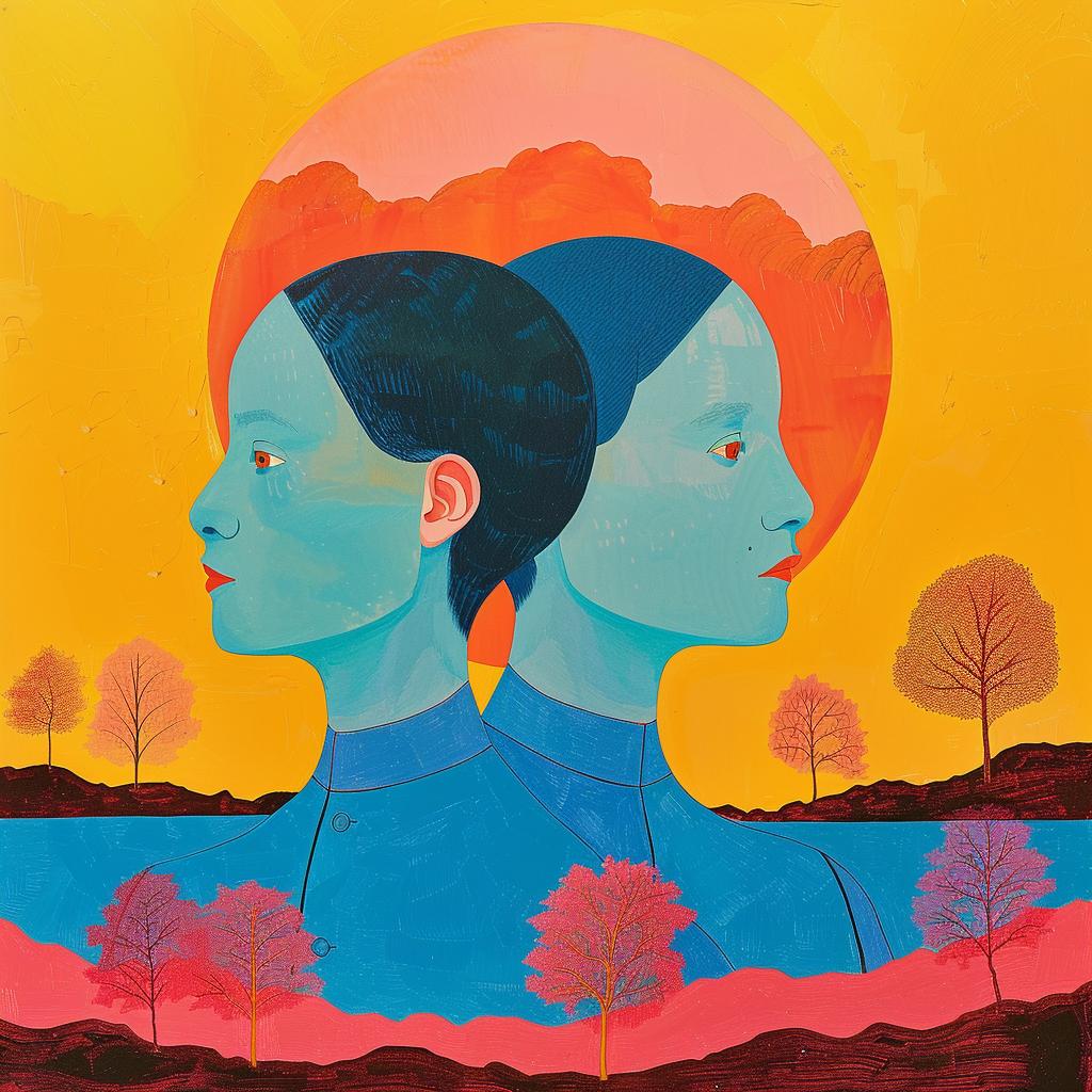 surreal  album  cover  trip  women  blue  orange  sun  background  playful 938366