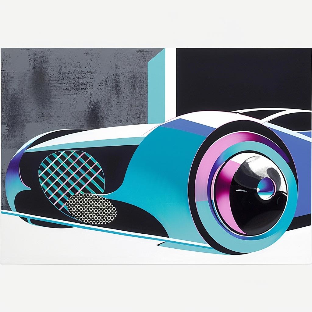 geometric  Bauhaus  futuristic  car  design  abstract  blue  lavender  contemporary  vivid 916084