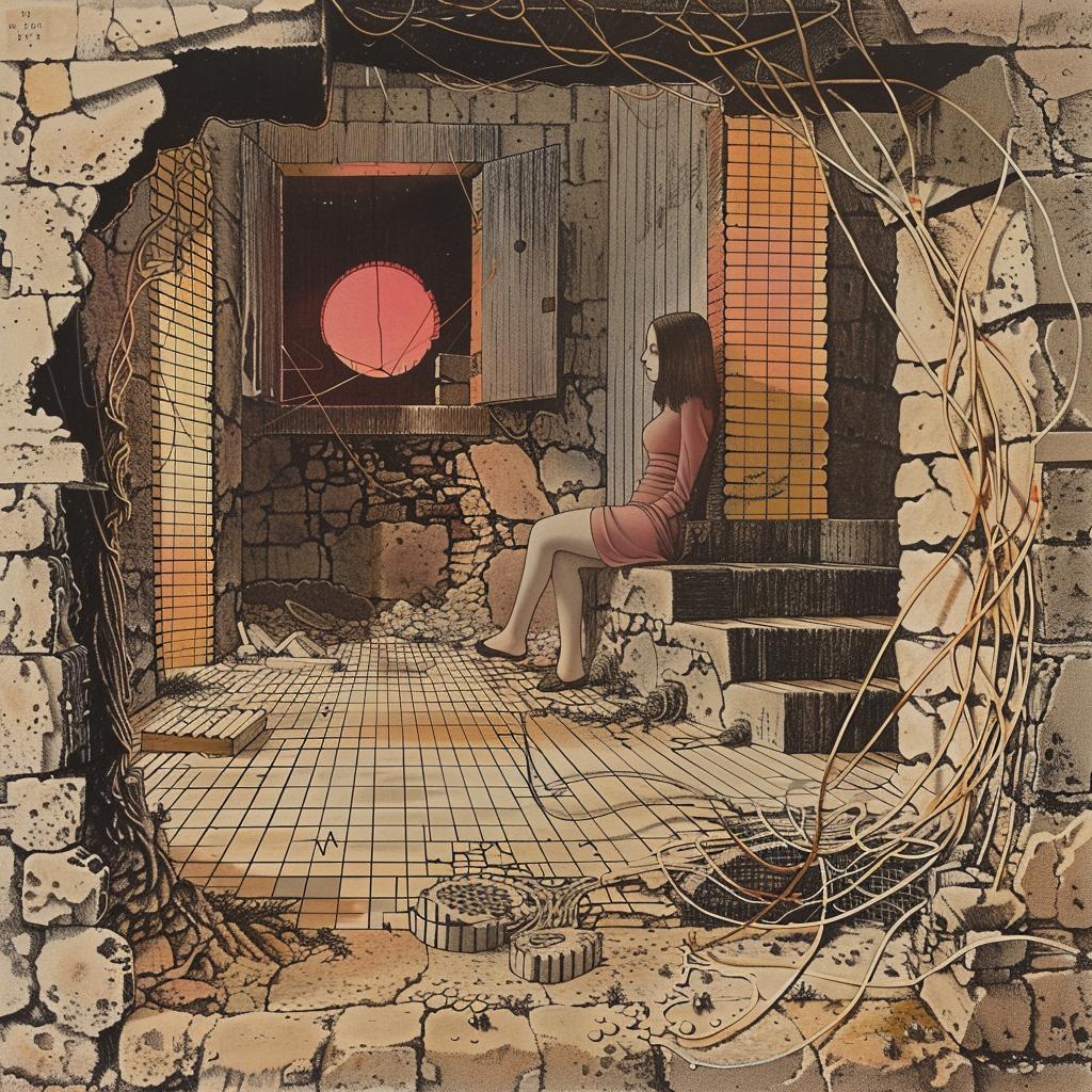 dark  horror  woman  room  red  sun  mysterious  atmospheric  surreal  illustration 1035546
