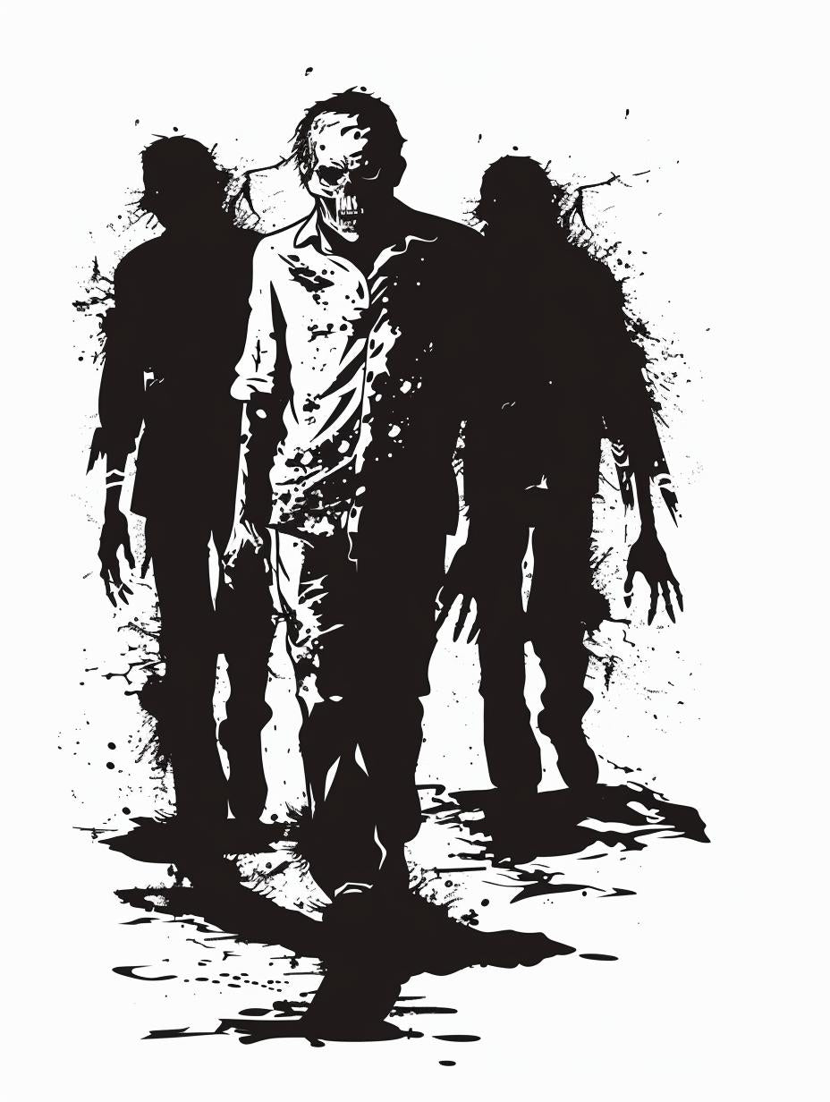 silhouette  zombies  walking  blackwhite  icon  vintage  emblem  svg  vector  linocut 951817