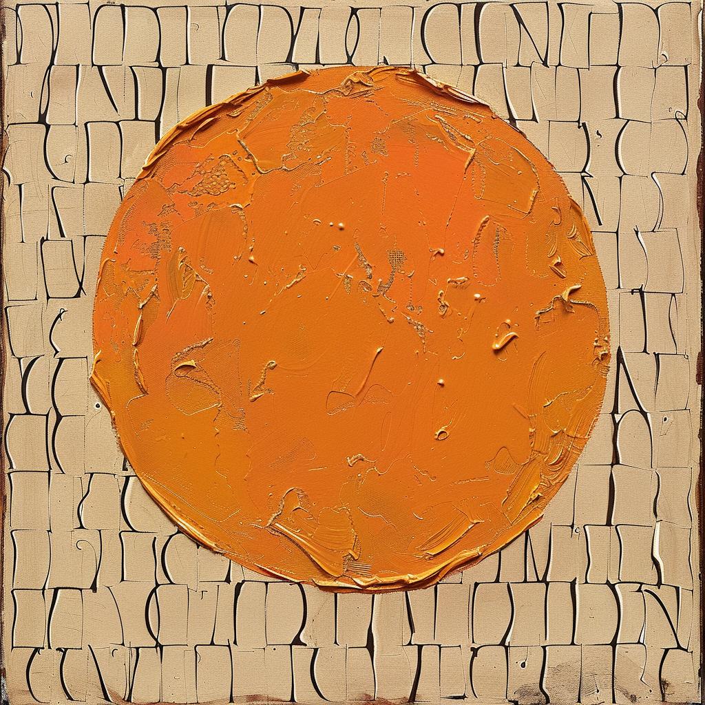 encaustic  impasto  orange  circle  tan  abstract  minimalist  textured  colorful  modern 951435