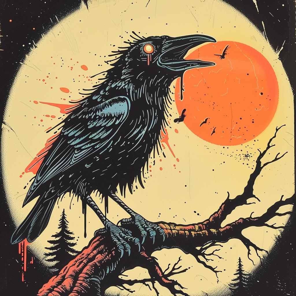 crow  branch  moon  naturalistic  dark  occult  spiritual  introspective  terror  art 926097