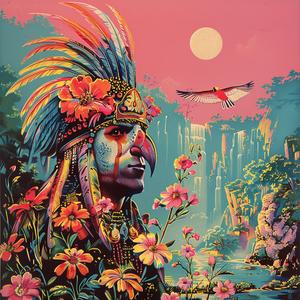 chromolithography  native  american  man  flowers  birds  colorful  illustration  artwork  design 1058146