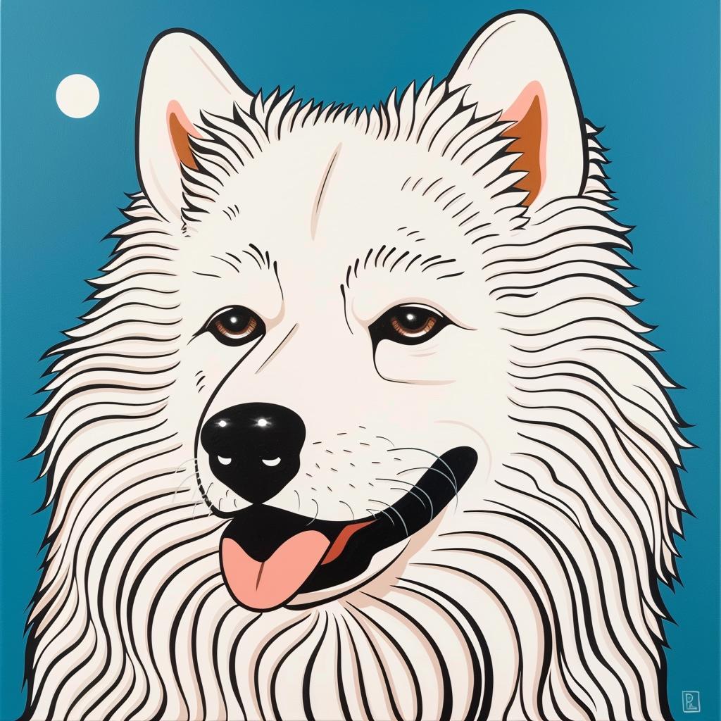 Samoyed  dog  white  blue  painting  animal  playful  fluffy  cheerful  friendly 973258