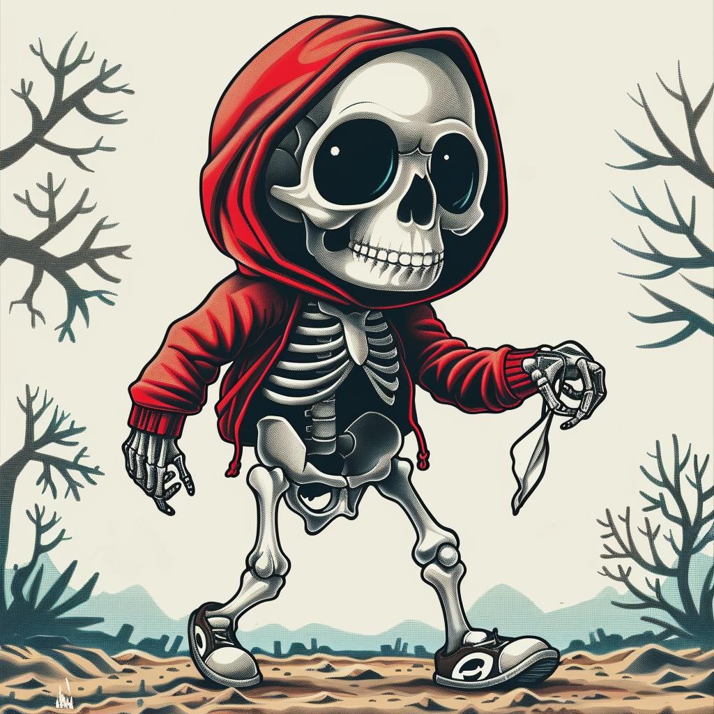 skeleton  character  hoodie  walking  woods  mysterious  illustration  dark  theme  spooky 1033246