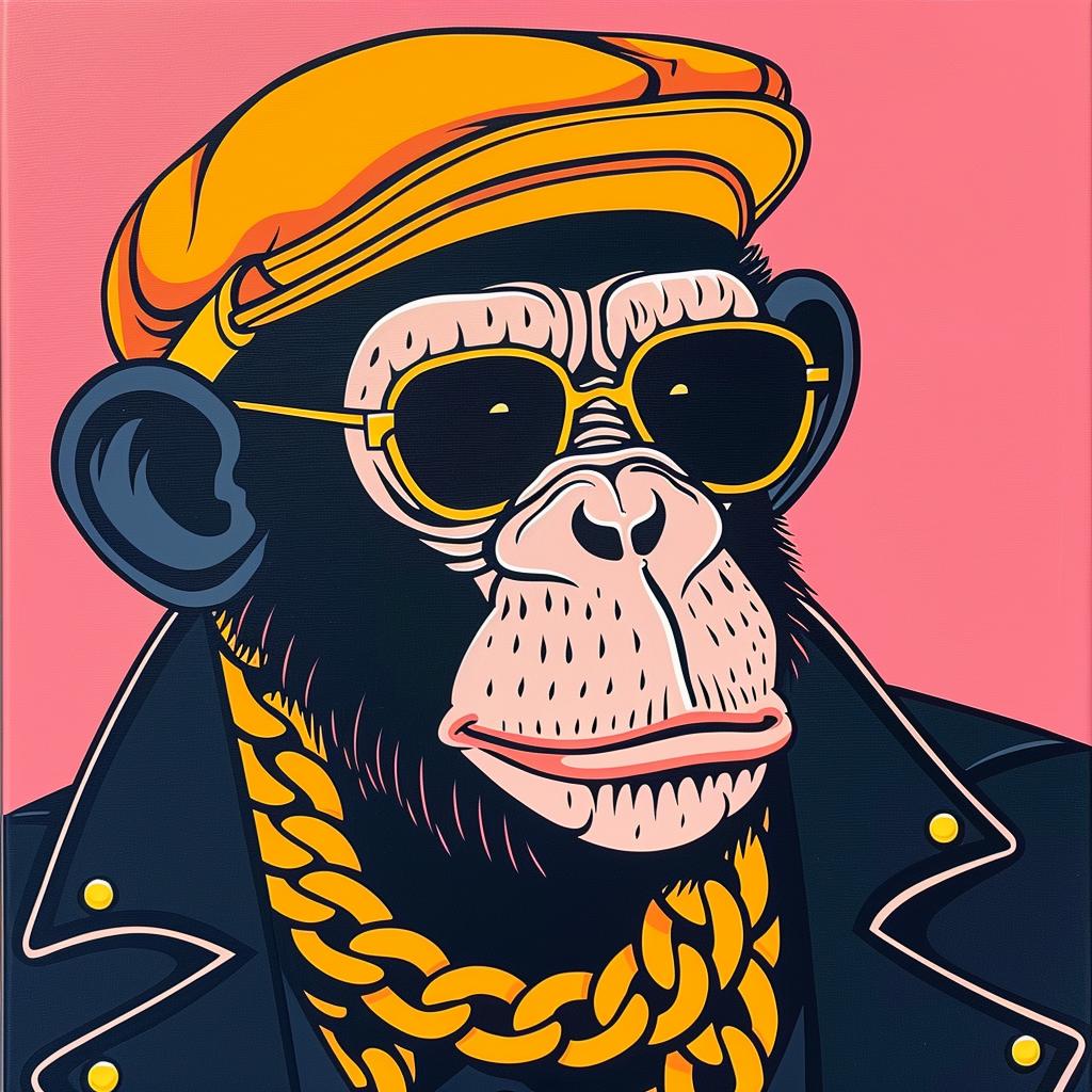 chimp  monkey  hat  sunglasses  painting  gang  member  funny  animal  cartoon 1023456