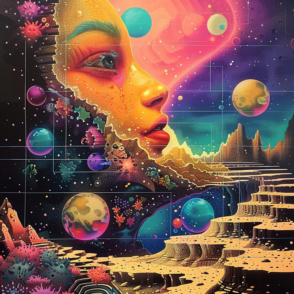 painting  woman  space  background  cosmic  vibrant  portrait  colorful  dreamlike  imaginative 967821