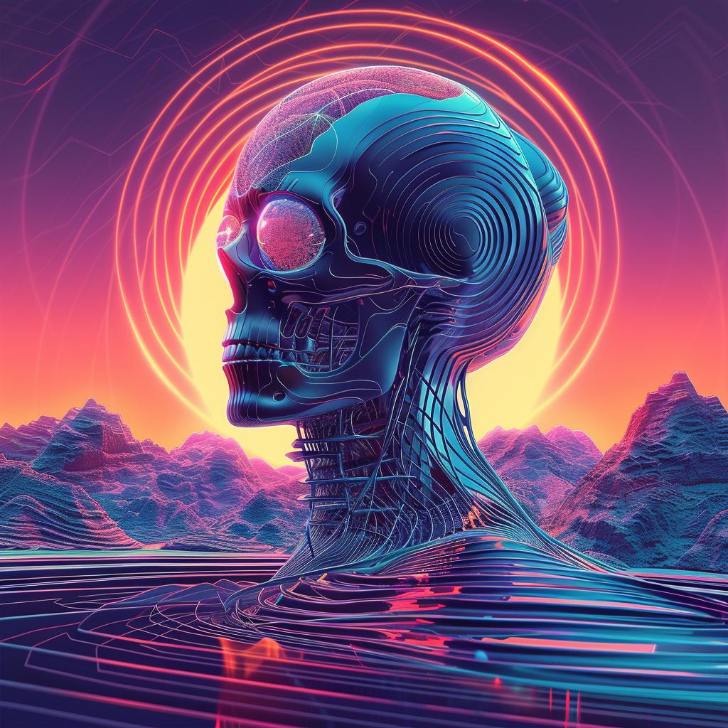 tycho  album  psychedelic  skull  glowing  head  abstract  silhouette  detailed  art 916143
