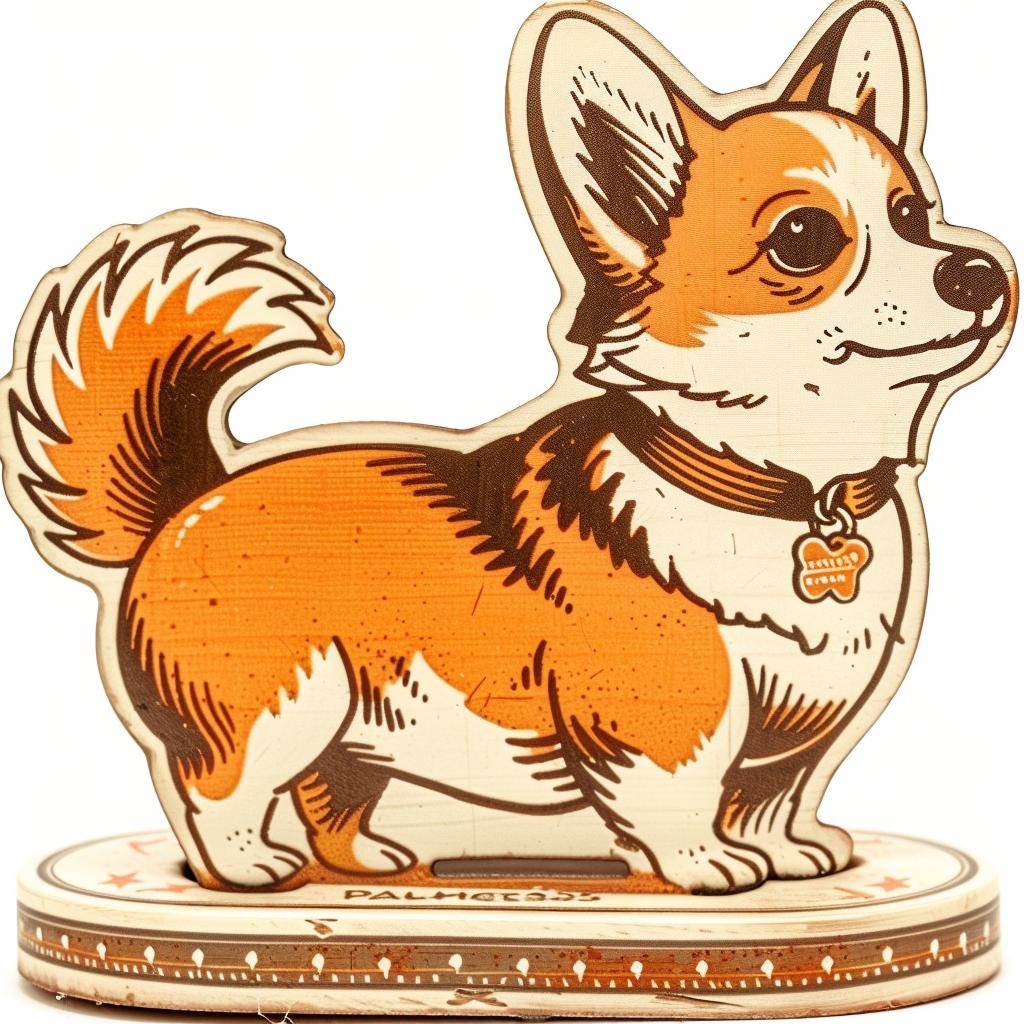 dog  pembroke  welsh  corgi  figurine  wooden  base  cute  pet  animal 943151