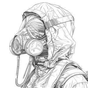 man  gasmask  drawing  black  white  linework  svg  vector  strong  minimalist 1070750