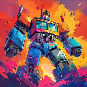 cartoon  Transformer  Optimus  Prime  illustration  kids  vivid  color  thick  lines 1080096