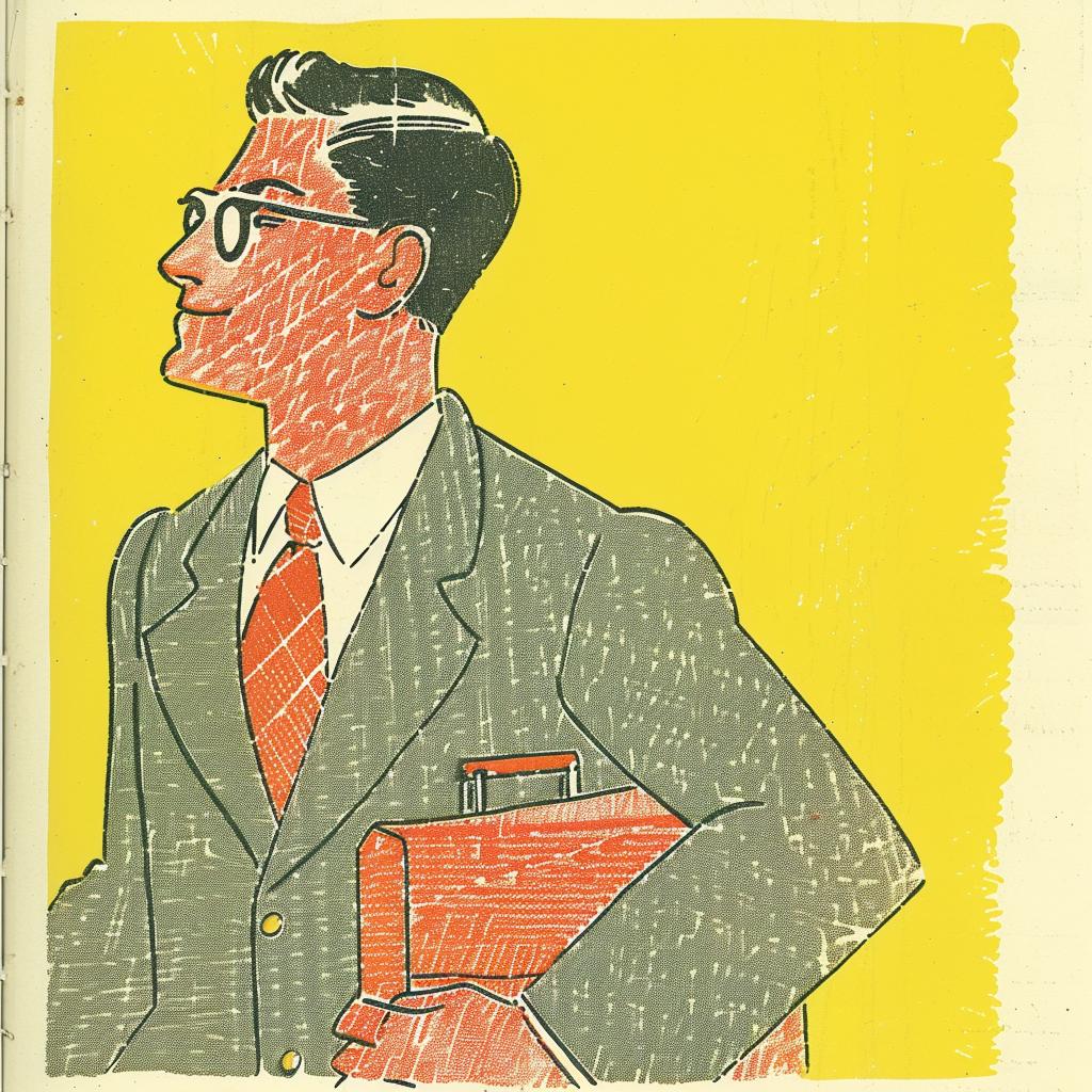 man  briefcase  1960s  book  cover  suit  tie  retro  vintage  illustration 940935