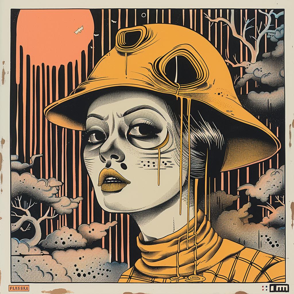 horror  novel  Japanese  minimalism  poster  woman  hat  mask  artwork  design 1020474