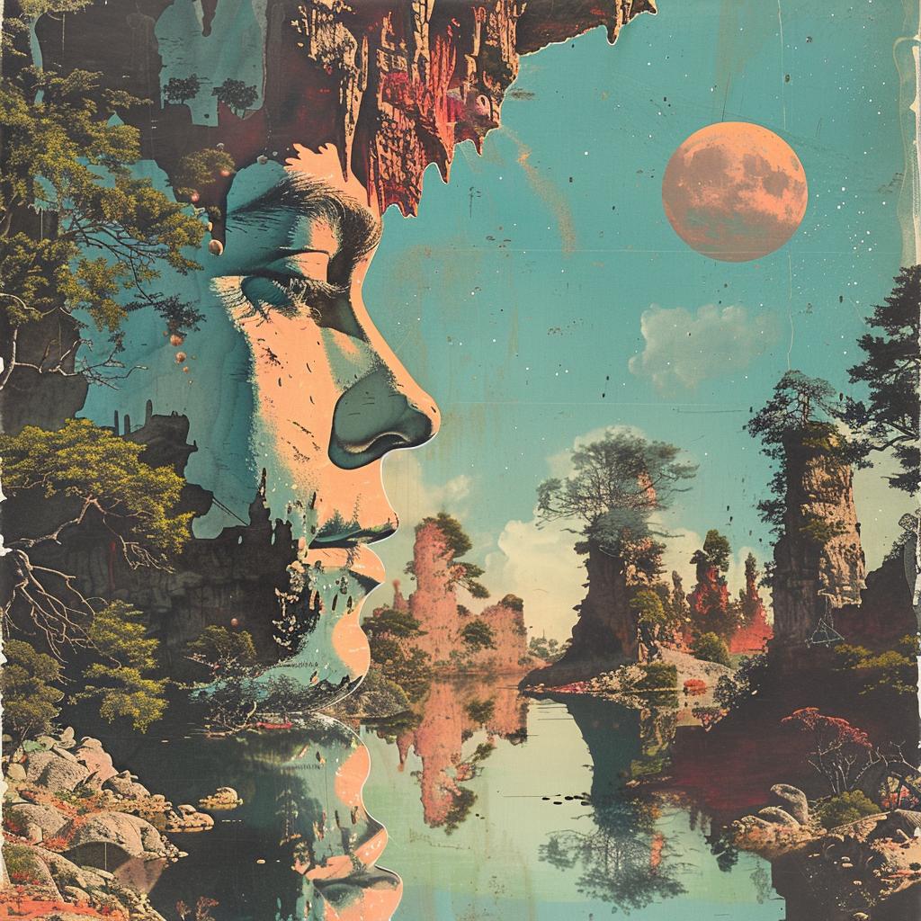 surreal  album  painting  hyper-realistic  screenprinting  Aryz  man  tree  background  symbolic 960397
