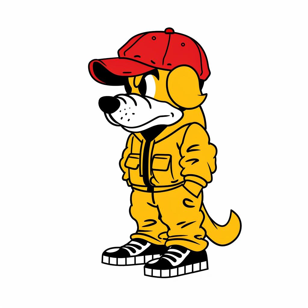 aggressive  cartoon  dog  hat  jacket  street  culture  minimal  red  yellow 958918