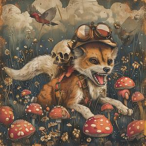 fox  wild  nature  chromolithography  painting  animal  colorful  illustration  landscape  artwork 1051335