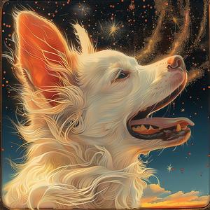 dog  white  stars  chromolithography  glitter  canvas  art  drawing  background  night 1054742