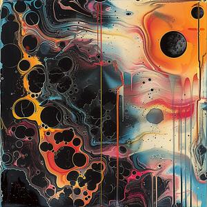 لوحة فنية ديناميكية ملونة باللون الأسود والبرتقالي والأصفر والأحمر والتعبيرية الزاهية 1075857
