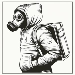 drawing  man  gasmask  minimalist  linework  black  white  svg  backpack  strong 1070391