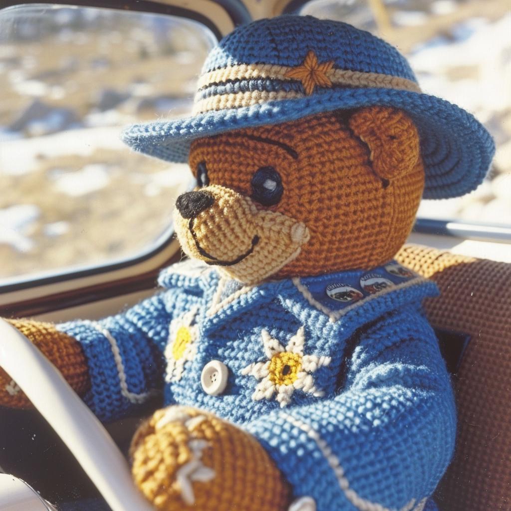 bear  vehicle  crocheted  playful  art  cute  fun  driving  creative  toy 962556