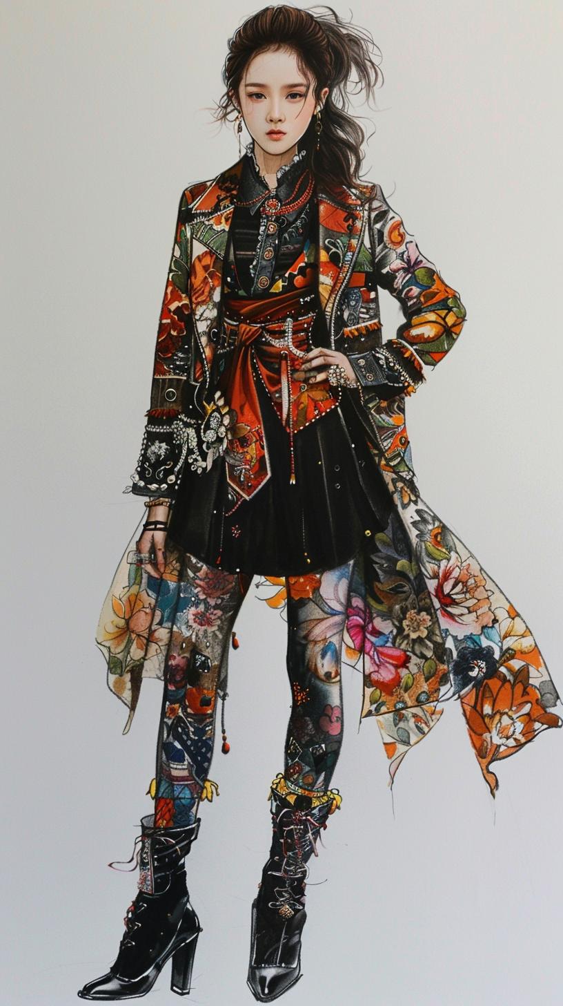fashion  illustration  woman  30-year-old  Alexander  McQueen  Minju  Kim  style  floral 953647
