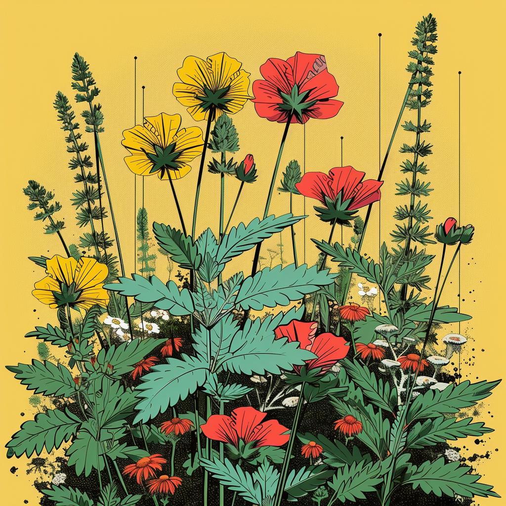 wildflowers  illustration  animated  vibrant  colorful  yellow  abstract  sinuous  nature  bloom 944977
