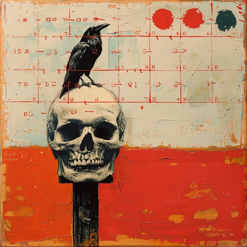encaustic  paint  raven  skull  hand-painted  impasto  crow  artwork  dark  symbolic 1016044