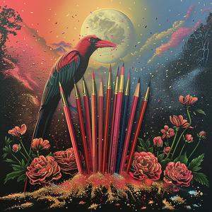 bird  pencils  painting  colorful  art  creative  glitter  illustration  canvas  nature 1054736