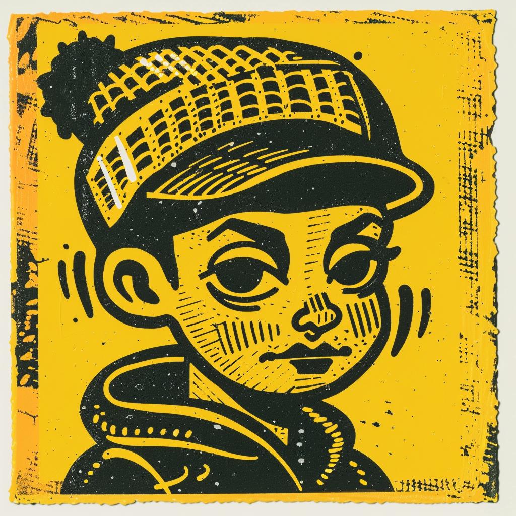 anthropomorphic  streetwise  boy  cap  minimal  yellow  black  culture  poster  simple 956933