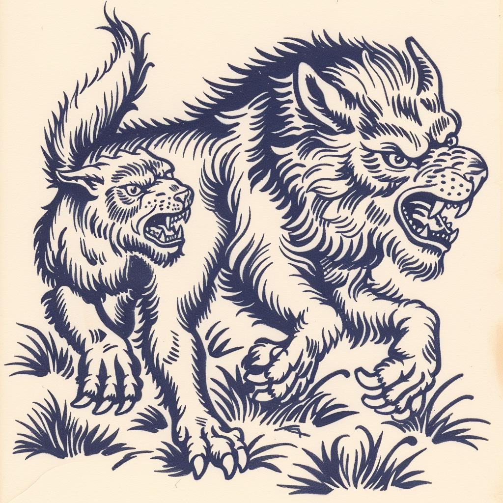 mythical  creature  wolf  dog  drawing  fantastical  artwork  unique  animals  illustration 941153