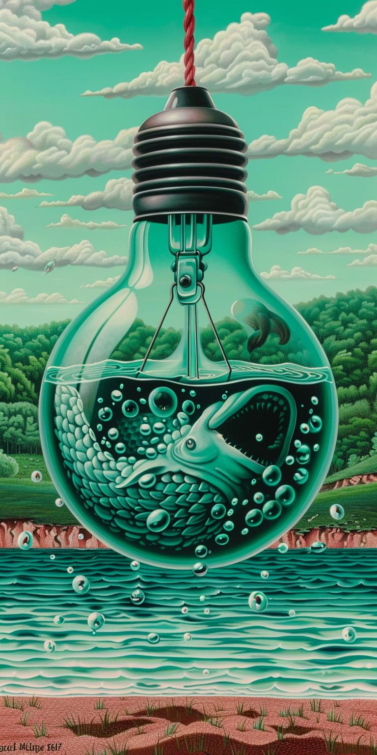 lightbulb  fish  painting  aquatic  colorful  creative  dreamlike  surreal  artistic  conceptual 940670