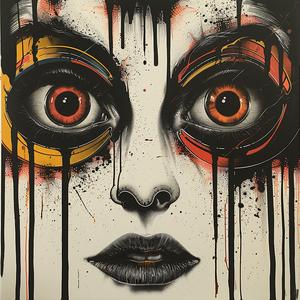 tigerman  creature  four  eyes  dripping  makeup  dada  art  woman  painting 1036960