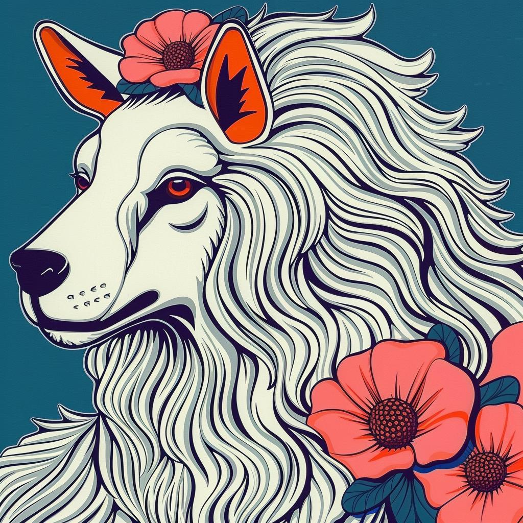 mythical  creature  wolf  flowers  hybrid  fantasy  whimsical  unique  colorful  artistic 941206