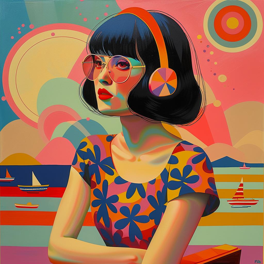 woman  headphones  sunglasses  portrait  colorful  modern  style  contemporary  vibrant  artwork 966028