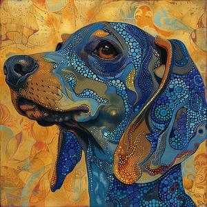 dog  rabbit  portrait  Kirby  comic  Surrealism  pointillism  vintage  gold  blue 1076952
