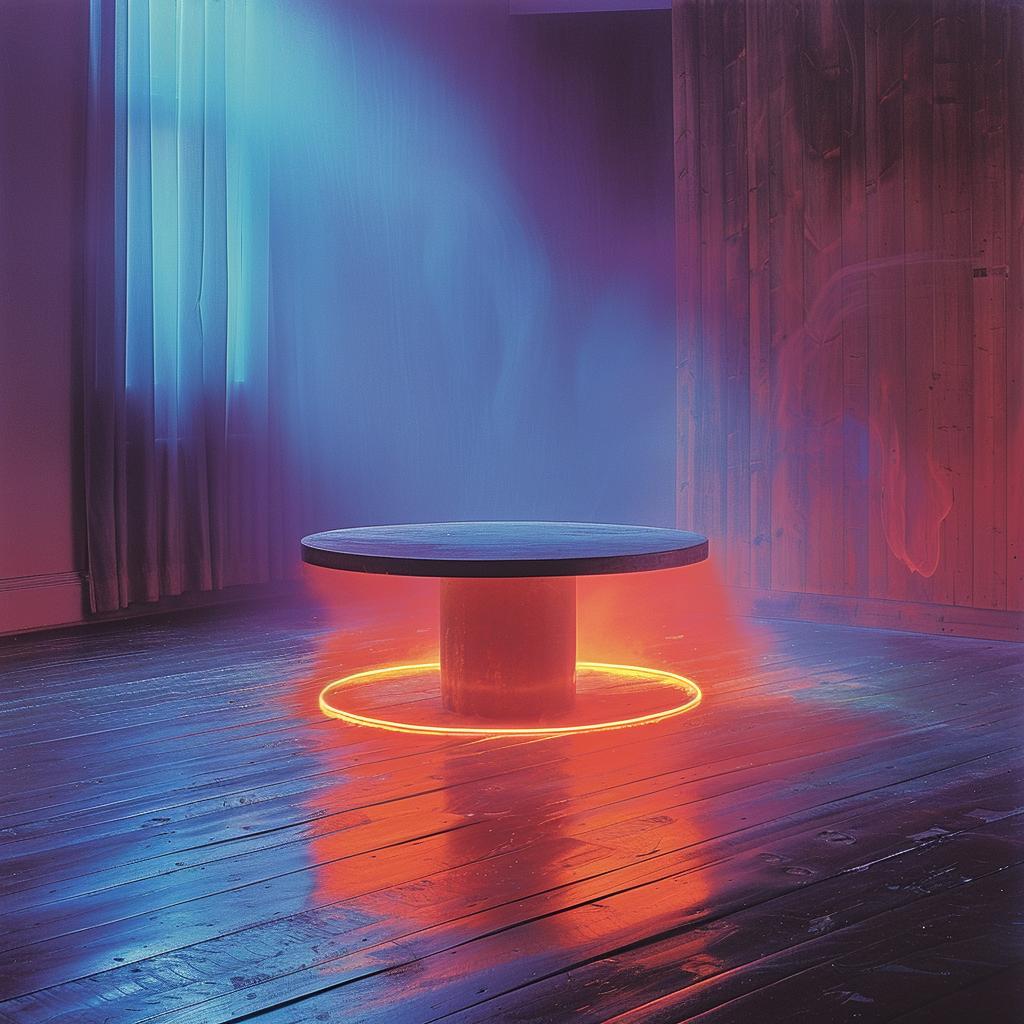 table  neon  lights  room  surreal  award-winning  cyborg  natural  volumetric  glow 1031850
