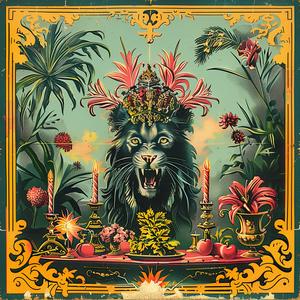chromolithography  poster  lion  king  crown  art  vintage  illustration  wildlife  design 1052995